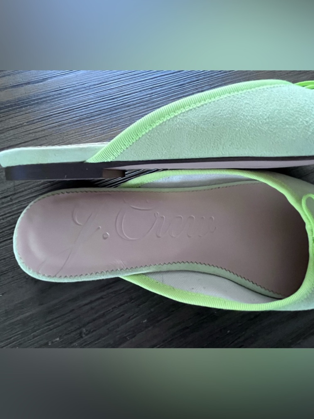 J Crew Suede Ballet Mule Size 8 ~ Crisp Aloe - Picture 10 of 14